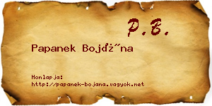 Papanek Bojána névjegykártya